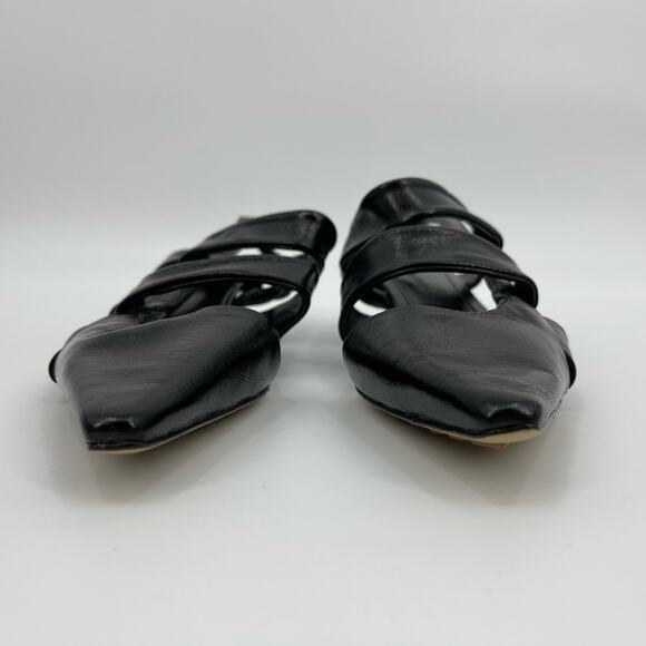 Bottega Veneta | BV Point Leather Slingback Sandals Black Crinkle Finish 39 / 9 - Picture 8 of 15